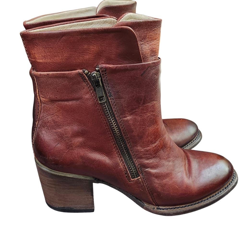 Freebird by Steven Clip Cognac Leather Ankle Boots FB-CLIP Mens 8 Western Zipper - Picture 13 of 14